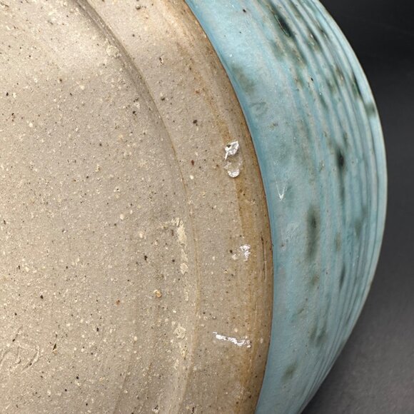 Handmade Art Pottery Bowl Signed Mike Joens Speckle Turquoise Green Blue Serving - Picture 11 of 13